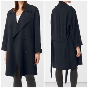 All Saints Adalia Mac Coat in Ink Blue